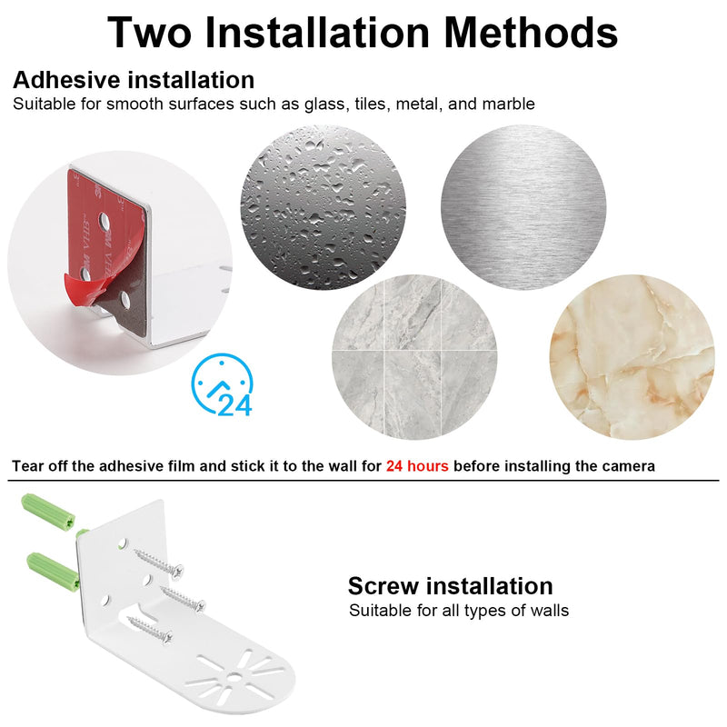 2Pack Adhesive Metal Wall Mount Bracket Compatible with Wyze Cam Pan V3/V2, VHB Stick On,No Drilling Mounting Bracket for Wyze Get The Best View,Two Ways Installation