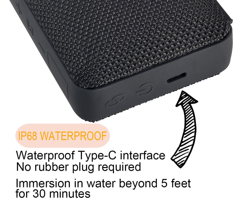 [AUSTRALIA] - BP26 Portable Mini Bluetooth Speaker with FM Radio, IP68 waterproof and dustproof, 5 hours of playtime, TWS Pairing, Bluetooth 5.3, Ultra-Portable speaker for home, outdoor and travel (Black) 