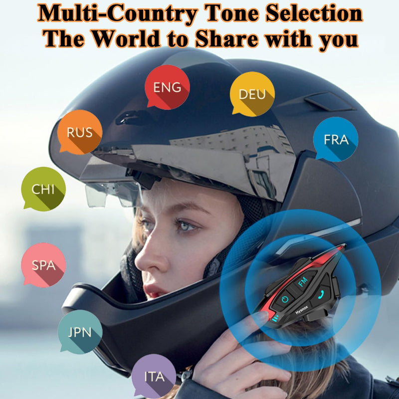 Motorbike Helmet Bluetooth intercom system,QSPORTPEAK Shark02 full duplex Wireless Motorbike Interphone for 2 Riders/Range1000m/Music sharing/Multi-country tone selection,One-step easy pairing(1 Pack)