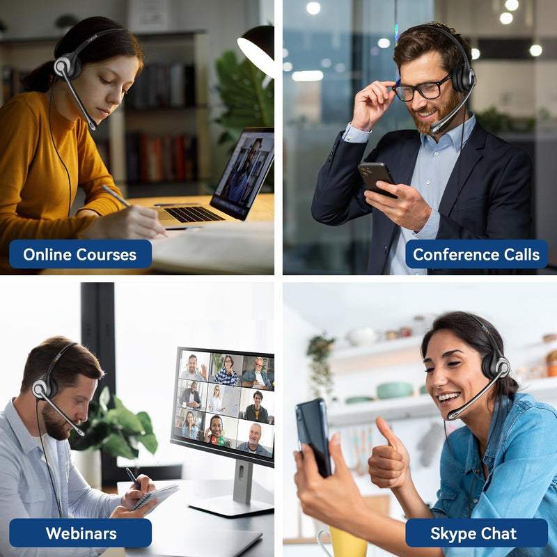 [AUSTRALIA] - Cell Phone Headset with Microphone Noise Cancelling & Call Controls, 3.5mm Computer Headphones for Samsung PC Business Skype Softphone Call Center Office, Clear Chat, Ultra Comfort 