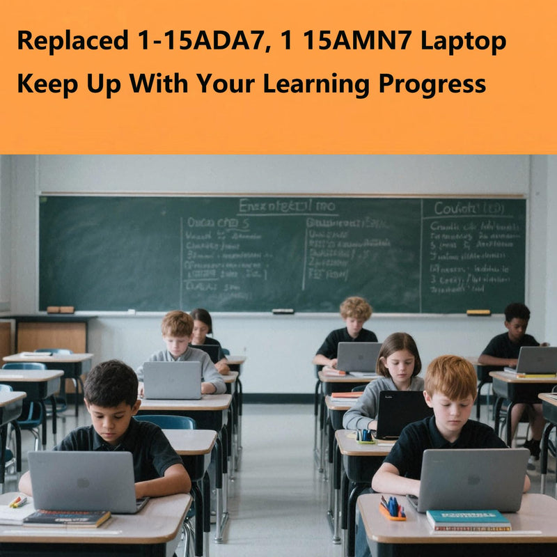 Replacement LCD Back Cover Kit for Lenovo Ideapad 1-15ADA7 | Ideapad 1 15AMN7, Top Lid with Bezel, Hinges and Hinge Cap, 5CB1F36621, 5CB1M48453, Grey Plastic Laptop Cover