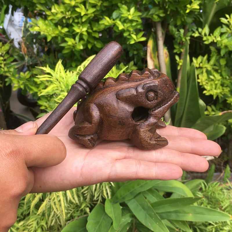 Wooden Percussion Frog, Cricket and Owl Set 3 Musical Instrument Products From Thailand Home Office Decoration Nice Gift (Small) Small