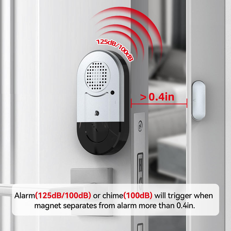 Sanjie Door Window Alarms - 5 Pack,125dB,Volume Control,Window Door Open Alarm Sensors for Kids Safety/Dementia/Pool,Wireless Sensors Keep Your Home Security,Easy to Install,Long Battery Life silver
