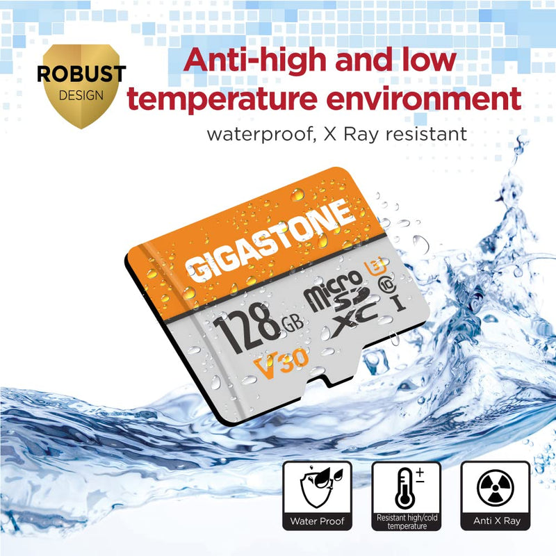 Gigastone 128GB Micro SD Card, 4K Video Pro, GoPro, Surveillance, Security Camera, Action Camera, Drone, 95MB/s MicoSDXC Memory Card UHS-I V30 Class 10 V30 4K 128GB