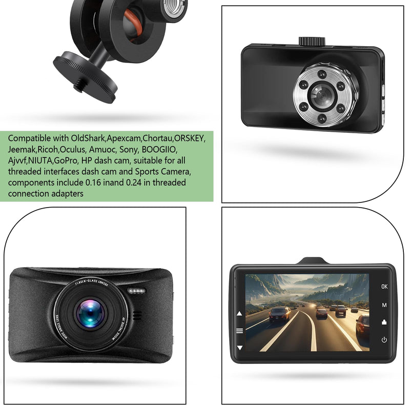 [AUSTRALIA] - Dash Cam Mount, 1/4 "1/8" Threaded Camera Bracket, Aluminum Rearview Mirror Driving Recorder Mounting Base, Suitable for OldShark Apexcam Chortau ORSKEY Jeemak Ricoh GoPro NIUTA Dash Cam 