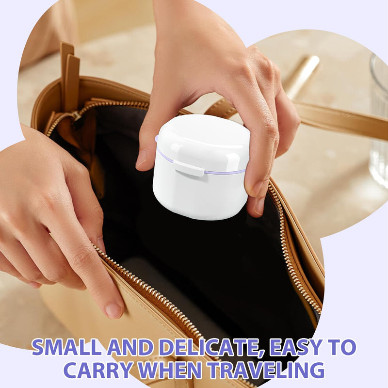 Braces Storage Box with Basket - Portable and Elegant Silicone Interdental Holder - Orthodontic Box for Toothbrush Box - Mouth Guard Storage Box White