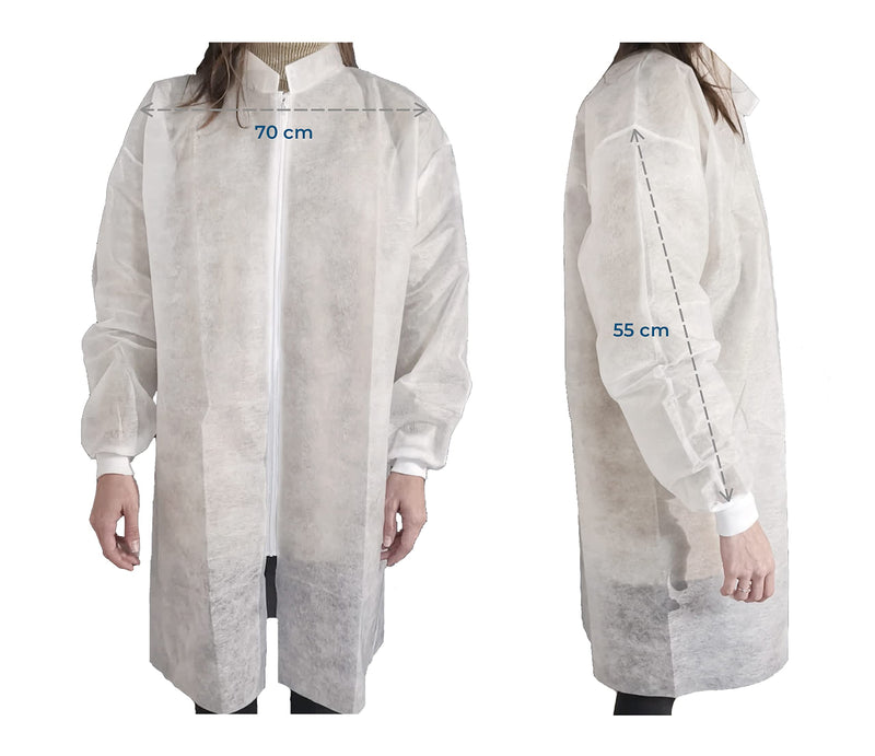 25g Disposable Book Coat with Zip White XL (XXL, 1 Piece) XXL