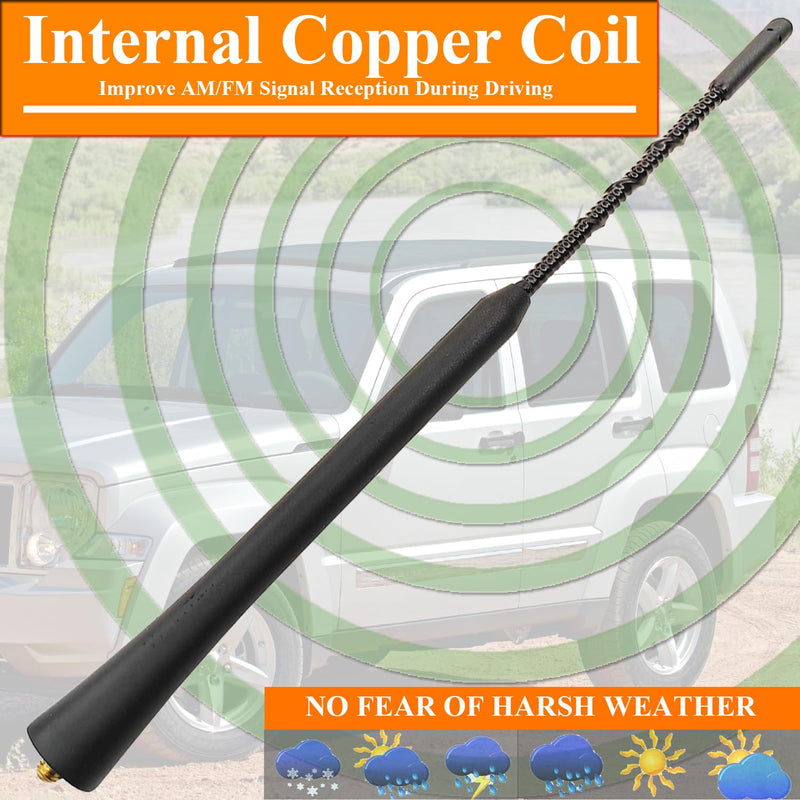 9 Inch Antenna for Jeep Liberty (2008-2010), Jeep Liberty Antenna, Flexible Rubber Antenna Replacement Mast for Jeep Liberty 2008 2009 2010