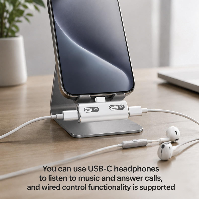 Dual USB C Splitter Adapter with 100W Fast Charging 2 in 1 Type C Splitter Headphones and Charging 10Gbps Date UsbC Splitters Adapter for TypcC Phone Pad Computer Headphone and most TypcC Devices