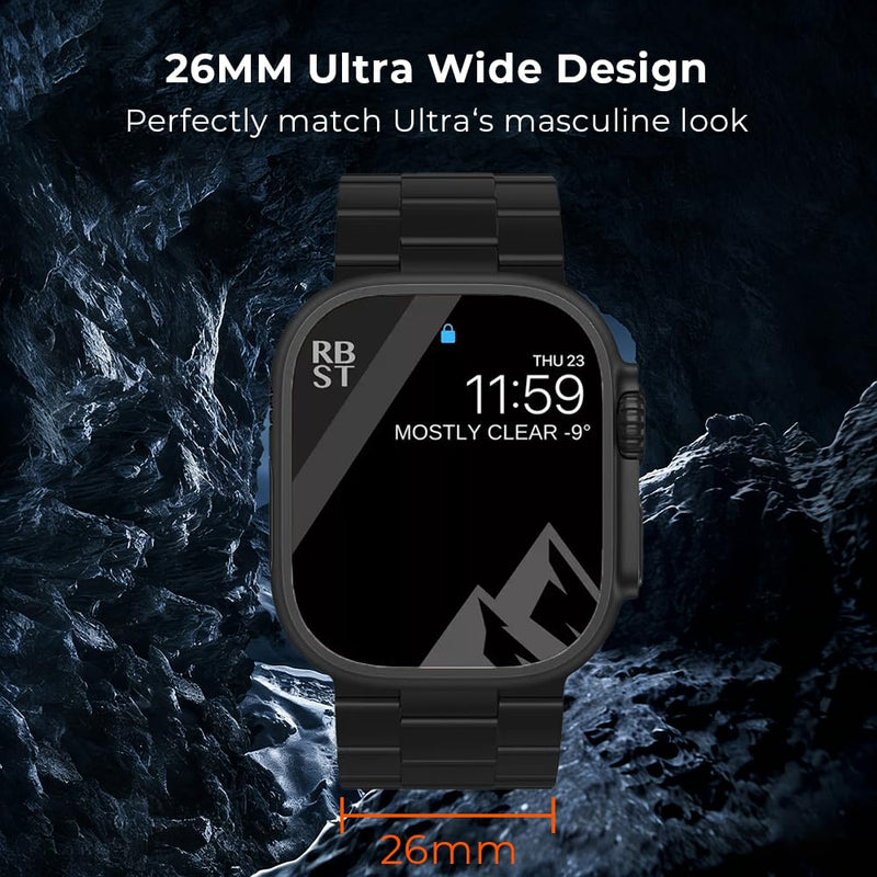 26mm Wide Rugged Titanium Band for Apple Watch Ultra 3/2/1 49mm | Metal Strap for iWatch Series 11/10 46mm|Ultra Color Match,40% Lightweight,Skin-Friendly,Water Resistance,Fit Wrist 6.3''-9'' black 49/46/45/44/42mm (series 3 2 1)
