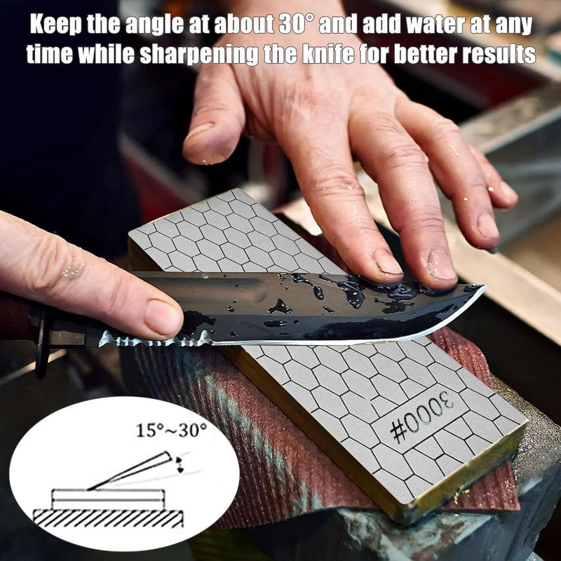 Diamond Whetstone, Whetstone, Sharpening Stones, Knife Sharpener, Knife Sharpener, 3000 Grit with Non-Slip Pad, Honeycomb Surface for Metal Blade Sharpening Polishing
