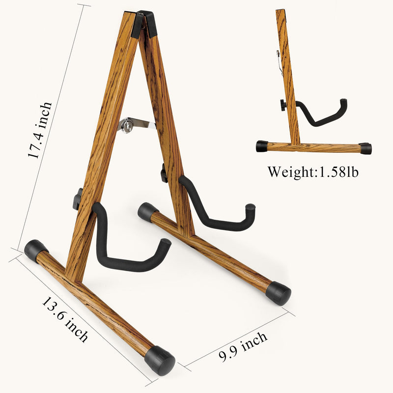 [AUSTRALIA] - Electric Guitar Stand, Bass Guitar Stand, A Frame Wooden Floor Stand for Bass, Electric Guitar with Soft foam and Non-slip Base Rubber, Electric Guitar Bass Stand for Studio, Living Room, Zebrawood Electric Guitar & Bass 