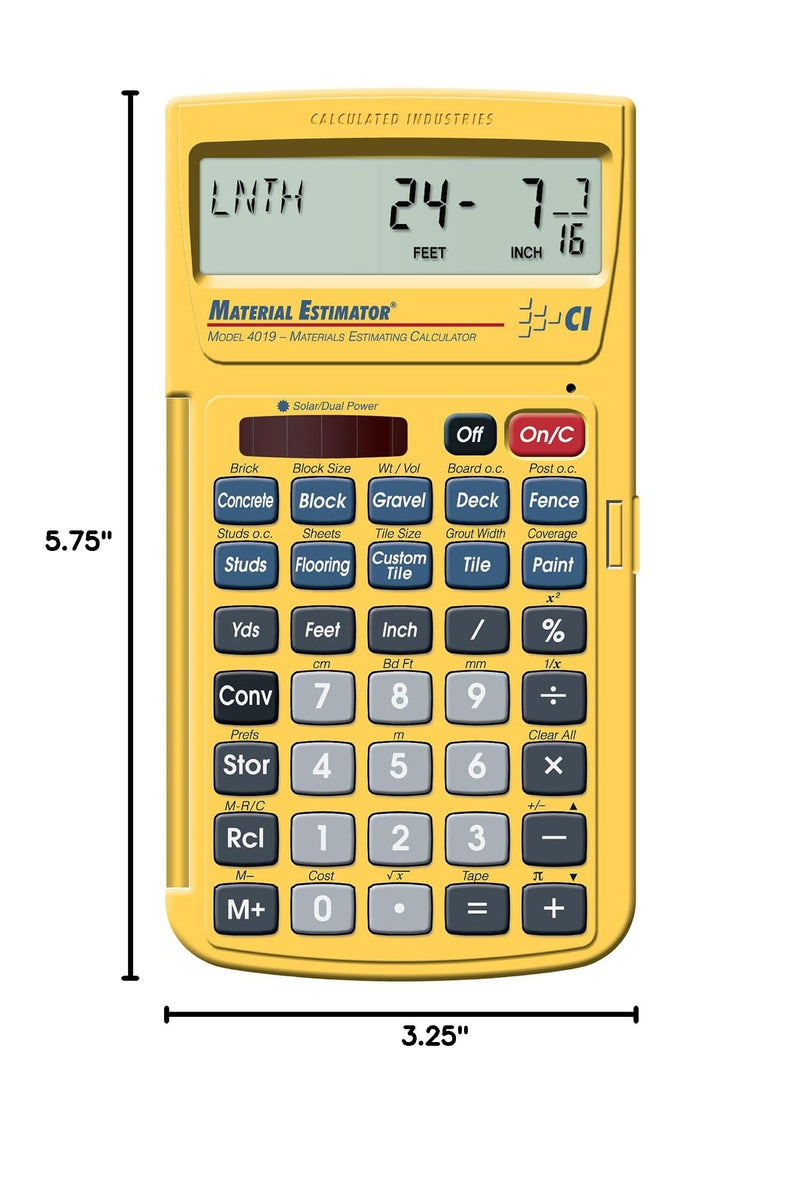 Calculated Industries 4019 Material Estimator Calculator | Finds Project Building Material Costs for DIY’s, Contractors, Tradesmen, Handymen and Construction Estimating Professionals,Yellow | Building Materials Quantities and Costs for DIY’s, Contracto...