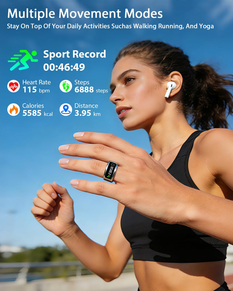 Smart Ring for Women for Men,Fitness Tracker Ring with Monitors Heart Rate,Blood Oxygen,Sleep,Stress and 60 Health Metrics(Sliver, 10) Silver #10