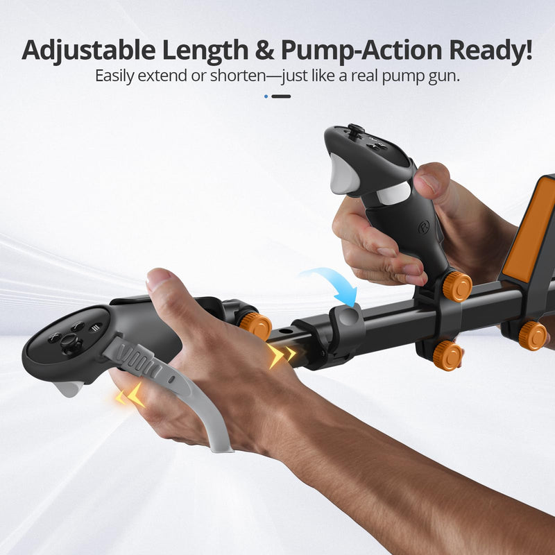 VR Gun Stock for Meta Quest 3 & Quest 2 | Quick-Swap Mounts for Left & Right Handed Players | Fully Adjustable FPS Gaming Rifle Accessory with Sling for Ultimate Stability