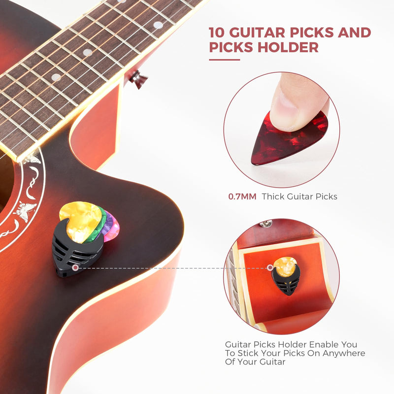 [AUSTRALIA] - Guitar Capo Rechargeable Guitar Tuner Acoustic Guitar Accessories Kit Including Capo, Tuner, Picks, Wall Mount Hanger, Guitar String Cleaner for Guitar Players 