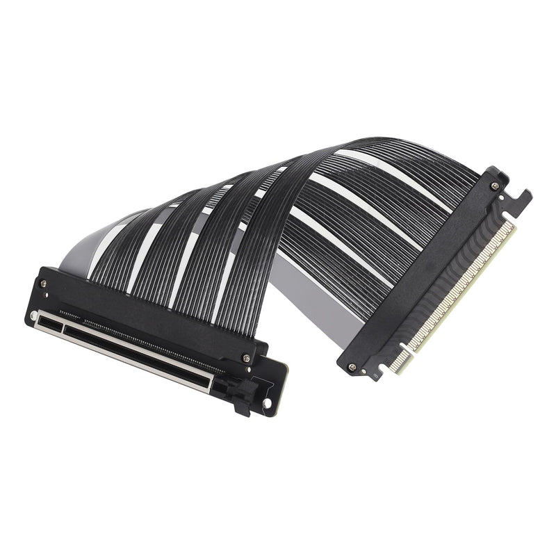 PCIe 5.0 X16 Riser Cable Graphics Card Extension Cable, Vertical Mount GPU Riser Cable for PC Case, Support PCI Express 5.0/4.0/3.0, High-Speed Shielded Flex Ribbon (20CM,Right angle-90 degrees) Right angle-90 degrees 20CM