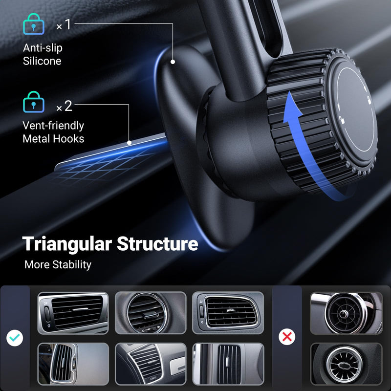 UGREEN Magnetic Phone Mount for Car Compatible for Magsafe, Not Blocking Air Vent, Strengthen Magnetic Power Car Phone Holder Compatible with iPhone 16 15 Pro Max 14 13 12 Pro Mini MagSafe Case