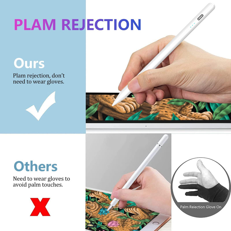 Stylus Pen for iPad, Stylus Pencil for (2018-2022) iPad Pro 11/12.9, iPad 9th/8th/7th/6th Gen, iPad Air 5th/4th/3rd Gen, iPad Mini 6th/5th Gen for iPad Accessories Magnetic Stylus Pen with 4 Pen Heads