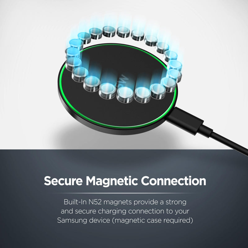 Galvanox Magnetic Wireless Charger for Samsung, 25W Fast Charging Pad with 30W PPS USB-C Wall Adapter, Removable USB-C Cable, LED Charging Indicator, Compatible with Galaxy S Series (10, Feet) 10 FT