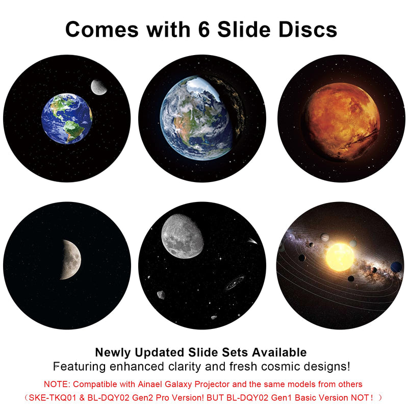 [AUSTRALIA] - Galaxy Projector Disc – Ultra HD Projector Slide, Compatible Galaxy Projectors and Model SKE-TKQ01 & BL-DQY02 Projectors – 6 Disc Set Moon 