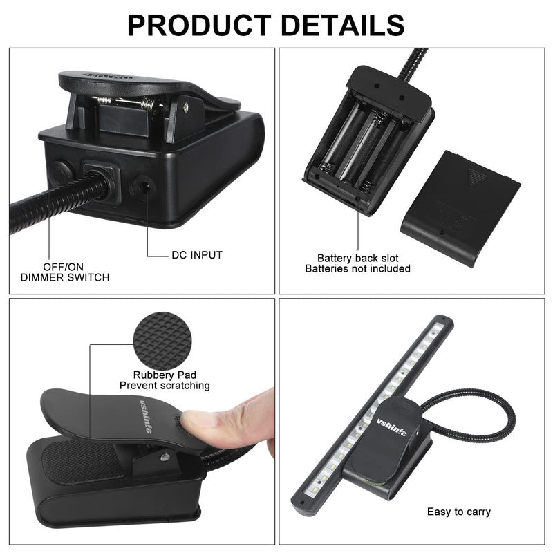 [AUSTRALIA] - Music Stand Light,Clip On Piano Lights 18 LED Orchestra Light Clip On Reading Light,Fully Adjustable No Flicker for Piano,Book Reading, DJ, Craft Work (Powered by AC Adapter AAABatteries) 
