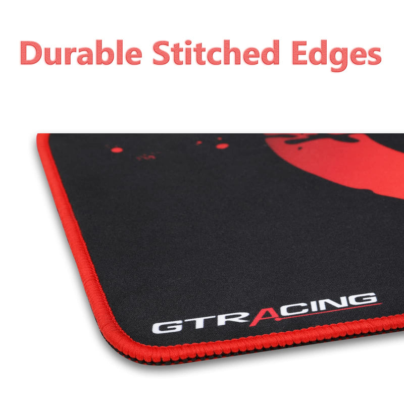GTRACING Mouse Pad with Non-Slip Rubber Base, Premium-Textured Computer Mouse Mat with Stitched Edges, for PC, Laptop, Gaming, Office, Home, Red