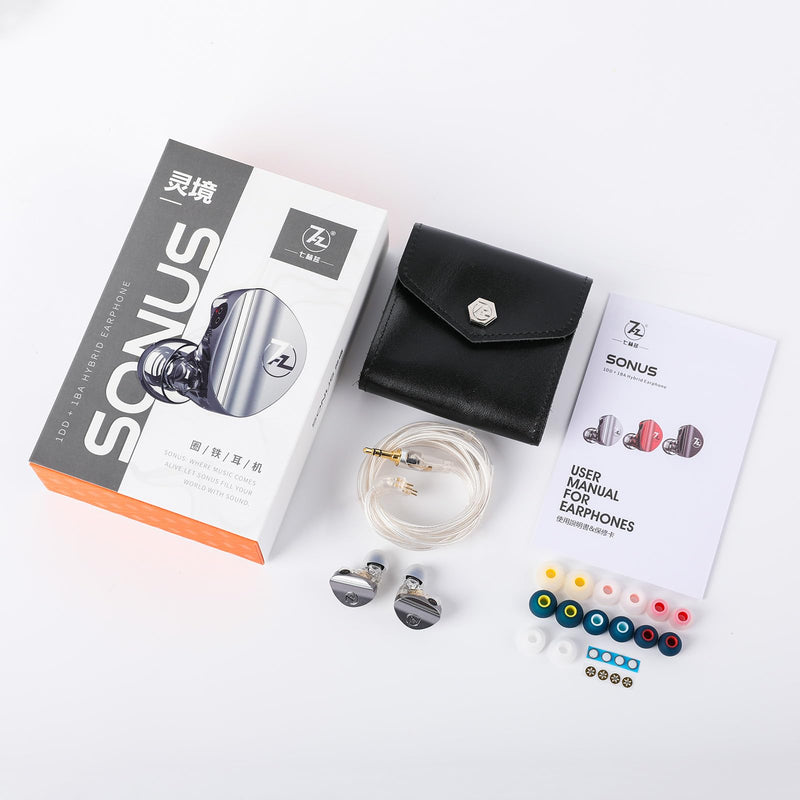 Linsoul 7HZ SONUS 1DD+1BA Dual Driver in Ear Monitor HiFi Wired Earbuds IEM | with Detachable High-end Silver-Plated OCC Cable, Aluminum Back Cavity for Audiophile, Gaming Earbuds, Grey, 3.5mm