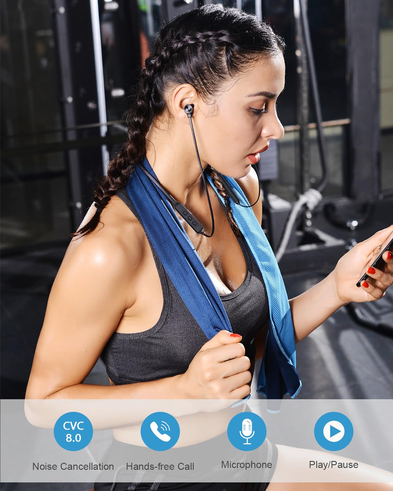 [AUSTRALIA] - NANAMI Earbuds, Update Bluetooth Wireless Headphones, IPX7 Waterproof, in-Ear Earphones with Mic, Magnetic Neckband, HiFi Stereo Deep Bass Noise Cancellation Headsets,18 Hours Playtime for Gym,Sports Black with red 