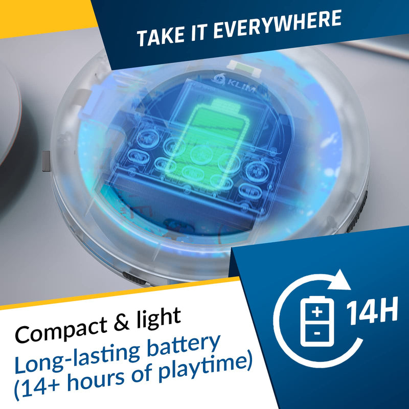 KLIM Nomad Transparent - New 2024 - Portable CD Player Walkman with Long-Lasting Battery - Includes Headphones - Radio FM - MP3 CD Player Portable - TF Card Radio FM Bluetooth - Ideal for Cars Clear