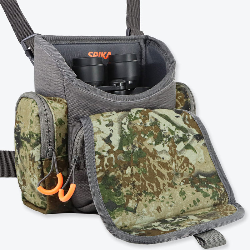 SPIKA Binocular Harness Chest Pack, Bino Case with Rangefinder Waterproof Pouch for Hunting Camo