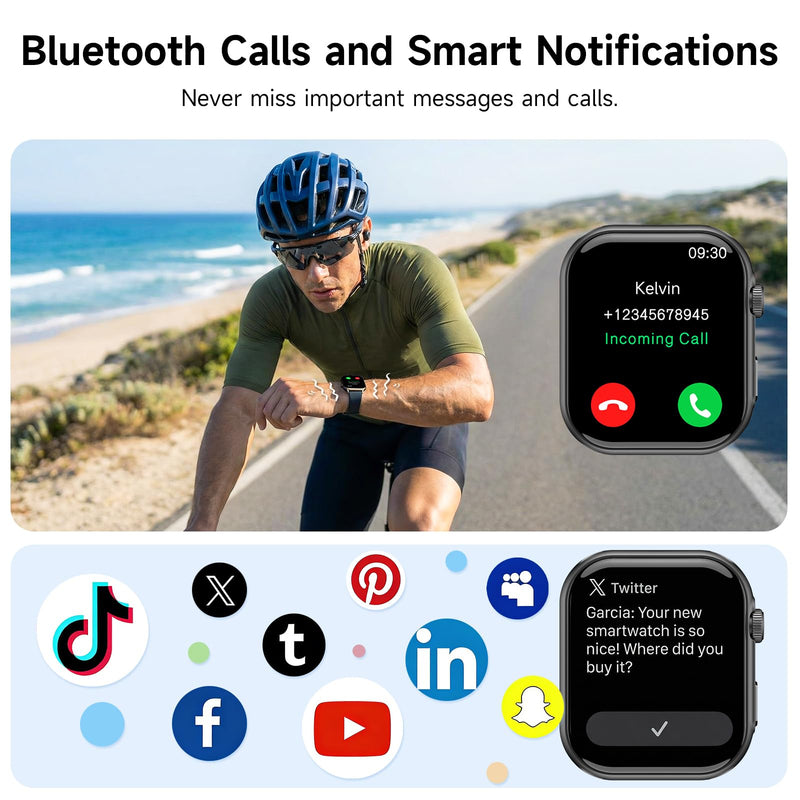 AOC Built-in ChatGPT, 1.96" HD AMOLED Screen AI Smart Watch for Men Women Answer/Make Calls, Fitness Watch with Heart Rate Monitor Sleep Monitor, 100+ Sports Trackers Step Counter, Waterproof