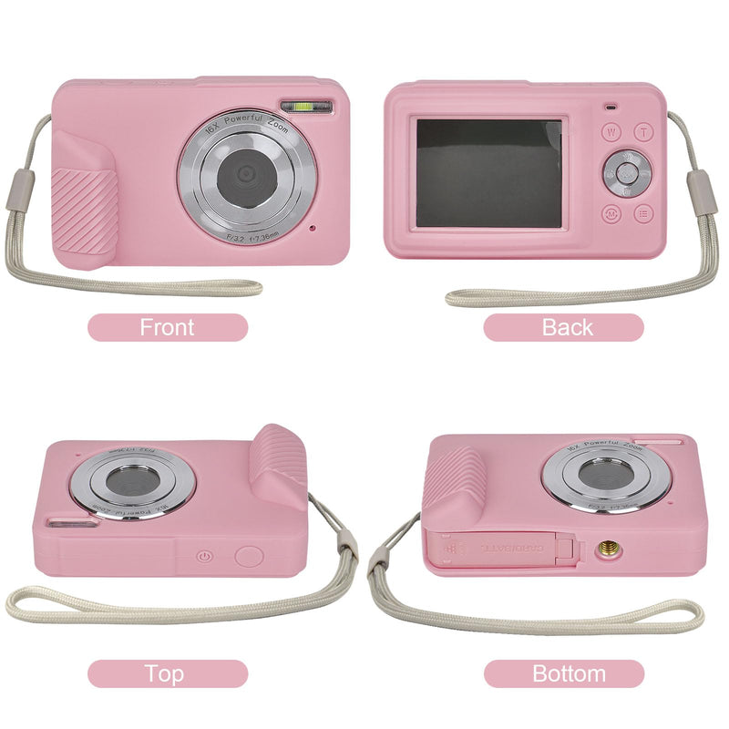 Digital Camera Silicone Case Compatible with CAMKORY/for Lecran/for VAHOIALD/for AiTechny FHD 1080P Kids Camera, Soft Lightweight Protective Sleeve Cover for Point and Shoot Cameras - Pink