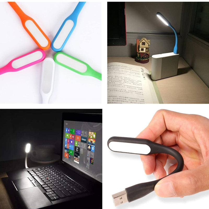 Kyfreshpower Flexible Mini USB LED Lamp Light Portable Night Light Compatible for Power Bank, Laptop, Notebook, Reading, Computer Keyboard USB Light (8-Pack, Black)