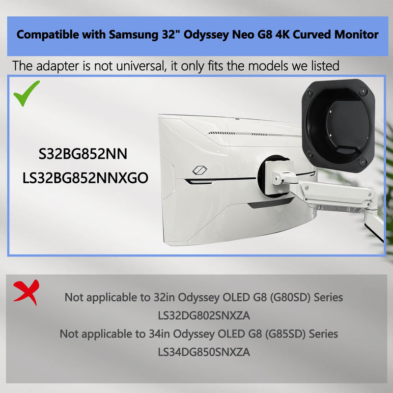 Odyssey NEO G8 32 VESA Adapter Compatible with Samsung 32" G85NB Monitor | Odyssey NEO G8 32 Wall Mount Fits 2022 S32BG852NN LS32BG852NNXGO Monitor