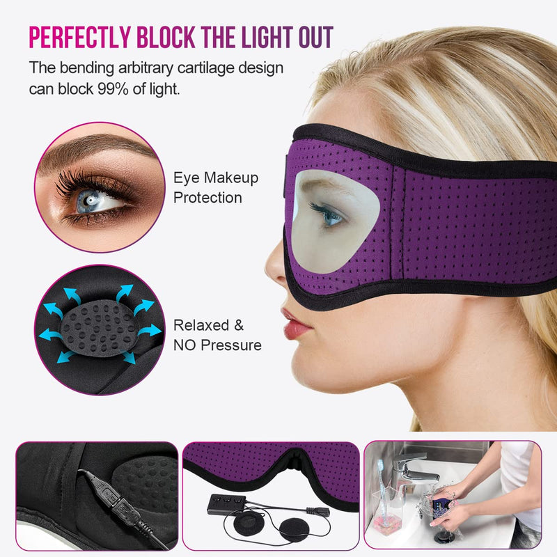 MUSICOZY Sleep Headphones Bluetooth 5.4 Headband Sleeping Headphones Sleep Mask, Wireless Music Eye Mask Sleep Earbuds for Side Sleeper Men Women Cool Tech Gadget Unique Gift Office Travel, Pack of 2