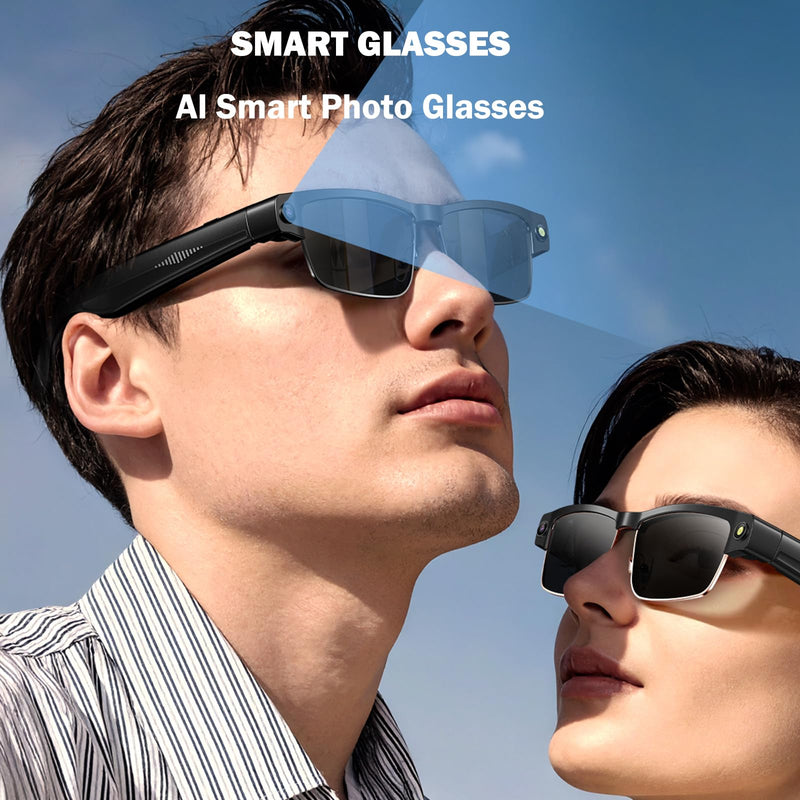 Smart AI Glasses with Camera, 800W Cameras & Photo Capture, Real-Time Translation, Recording Glasses with AI Assistant, Open-Ear Audio, Object Recognition, Bluetooth, for Travel (B3#) B3#