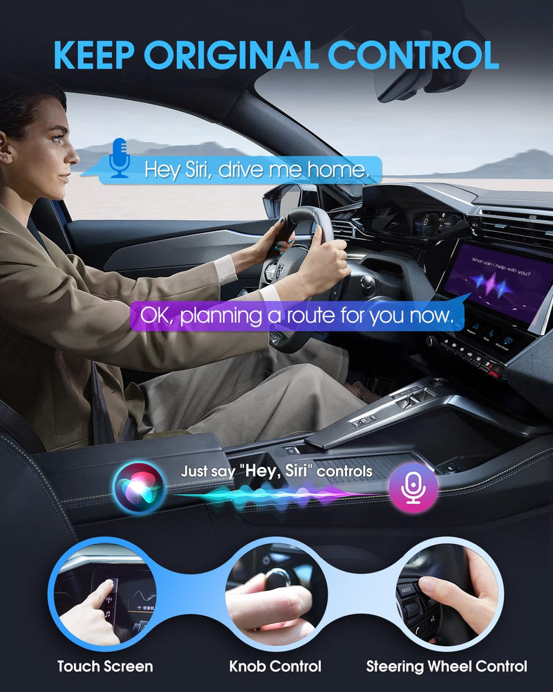 Wireless CarPlay Adapter - Fast & Stable Connection for Carplay Wireless Adapter Convert Factory Wired to Wireless CarPlay Dongle Plug & Play Car Play Fit for iPhone iOS 10+ (Grey) Grey