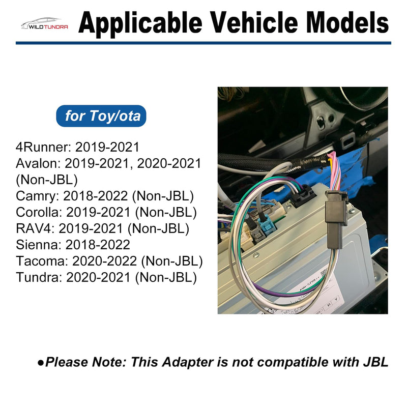 Add AMP Amplifier Subwoofer Speaker Wiring compatible with Toyota 2018-2022(Non-JBL) Radio Stereo T-Harness Subwoofer Amplifier Install Cable Adapter Camry RAV4 Tacoma Corolla Improve Car Sound Toyota,10-pin Male and Female Connectors
