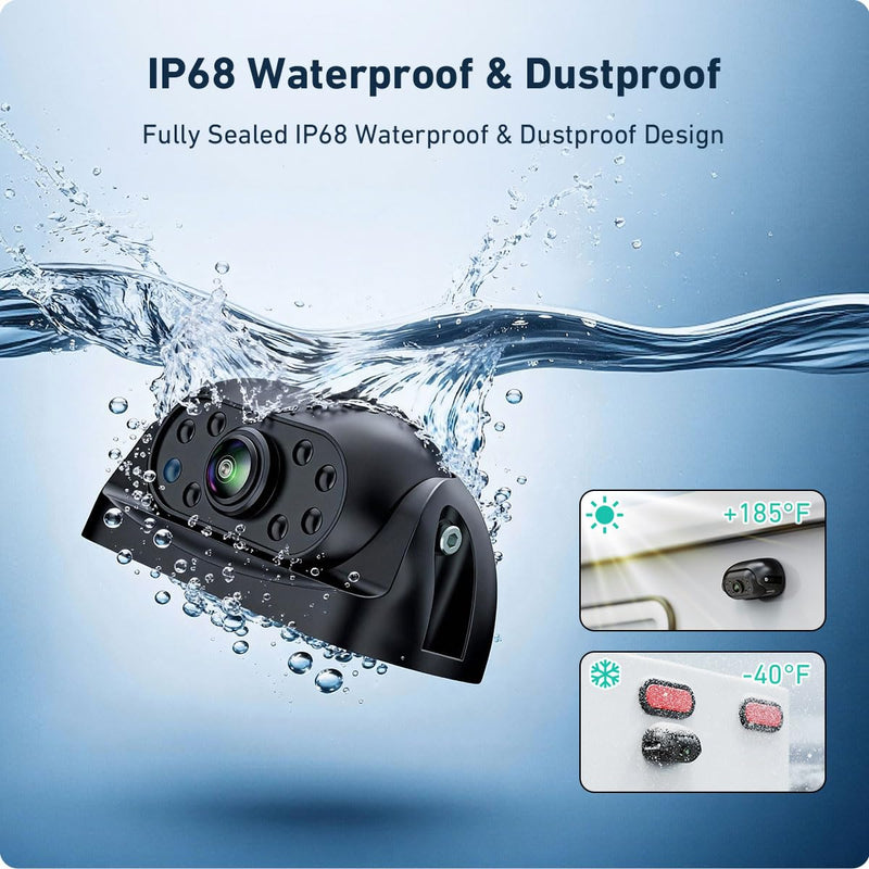 1080P Wired RV Backup Camera with Magnetic Mount, IP68 Waterproof GreenYi Rear View Camera for Truck Pickup Trailer, Night Vision, Heavy-Duty Metal Housing
