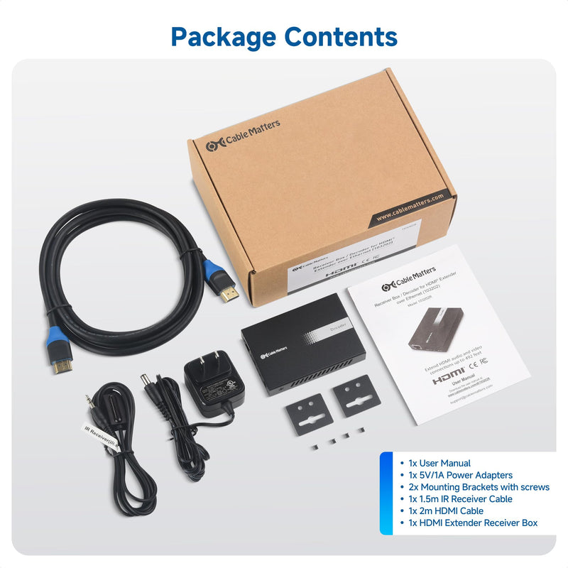 Cable Matters #1 Wall Mount 1080p HDMI Extender #2Cable Matters Receiver Box/Decoder for 1080p HDMI Extender