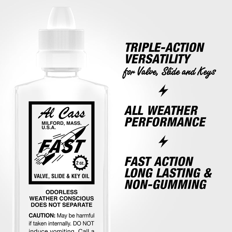 Official Al Cass Fast Valve, Slide & Key Oil | 2 oz Bottle | Odorless, Non-Gumming Lubricant for Brass Instruments | Trusted by Professionals | Made in USA (2)