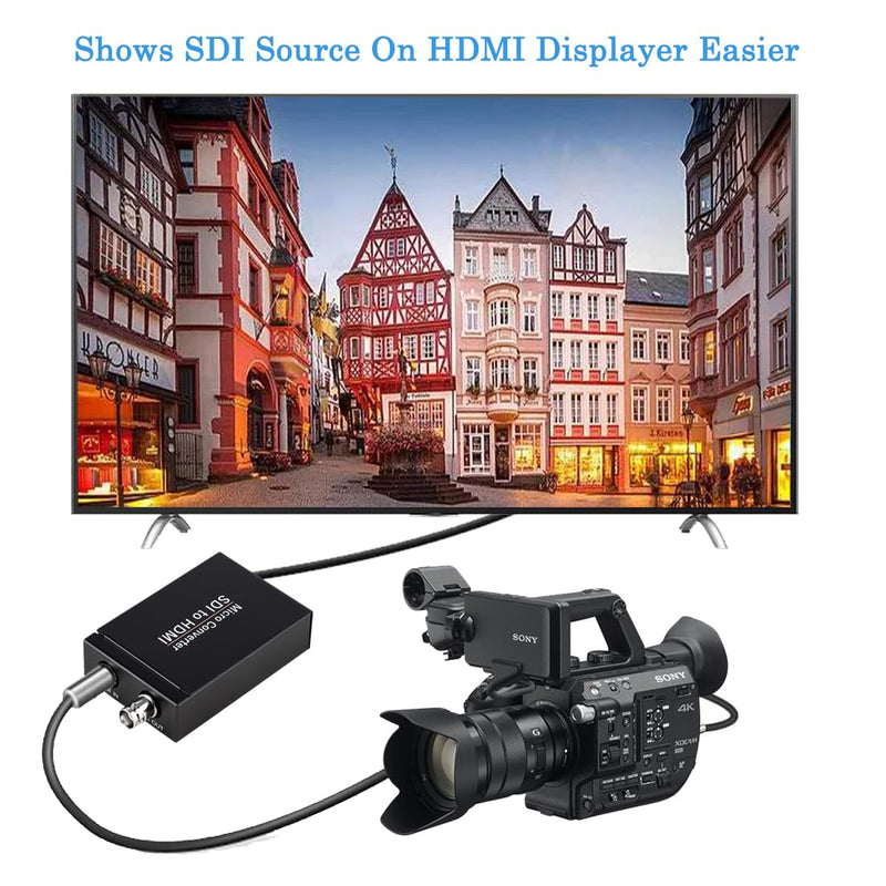 [AUSTRALIA] - Anber-Tech SDI to HDMI Converter, SDI to HDMI Audio De-embedder Support 3G-SDI, HD-SDI, SD-SDI Auto Format Detection and Stereo Audio De-embedder, SDI Loopout (Black) Black 