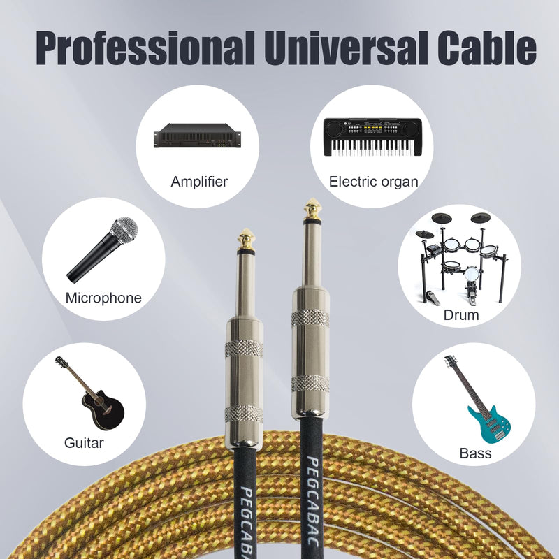1/4 Inch TRS Instrument Cable 10ft 2-Pack,Straight 6.35mm Male Jack Stereo Audio Interconnect Cord for Electric Guitar,Bass,Keyboard,Mixer,Amplifier,Amp,Speaker,Equalizer