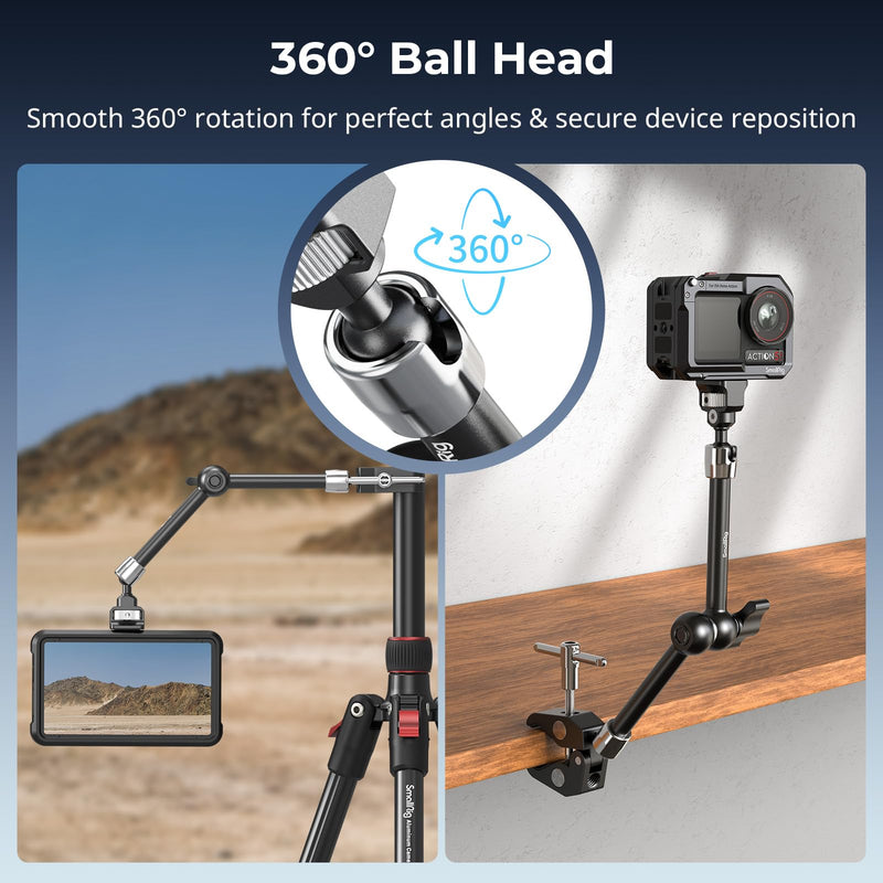 [AUSTRALIA] - SMALLRIG 11 Inch Magic Arm with Crab-Shaped Clamp, Arm with 1/4"-20 Screw and Retractable Pins, for Action Cameras, Monitors, Video Lights, and Microphones - 5311 11 Inches 
