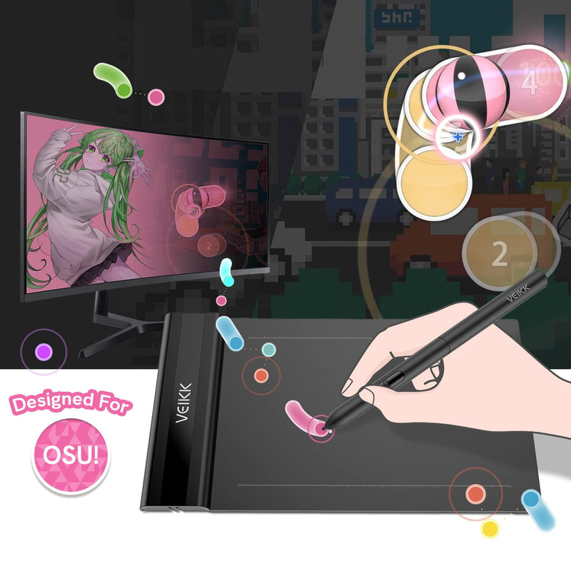 VEIKK Drawing Tablet Computer Graphics Tablets, Digital Art Tablet Pad S640 6x4 inch, with 8192 Levels Battery-Free Stylus Pen for Computer/PC/Mac/Windows/Laptop/Android Phone,for Artists & Adult