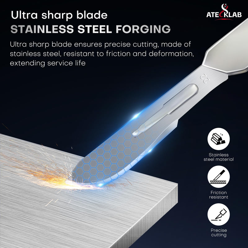 100 - Pack Sharp Carbon - Steel Disposable Scalpel Blades - Individually Packed - for Anatomy, Crafts & Dermaplaning (#10) G142 -10