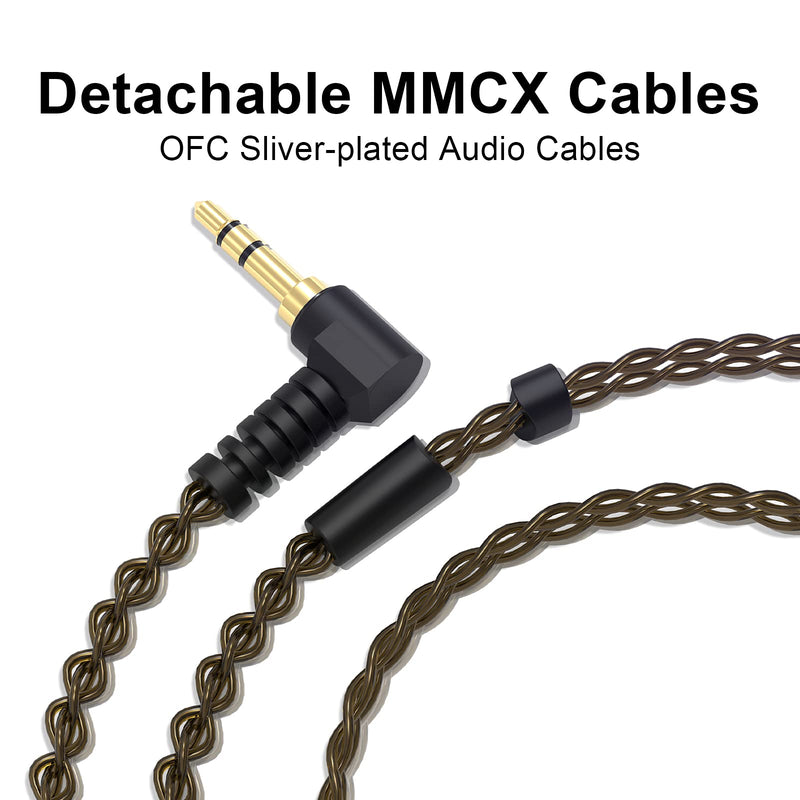 BASN Bsinger in Ear Monitor Headphones for Musician, Dual Dynamic Drivers Noise Isolating Earbuds with MMCX Inline Remote Mic Cable and Silver Plated Audio Cable (SPM-Brown) | dual dynamic drivers iem, noise isolating, mmcx inline-mic and silver-plated...