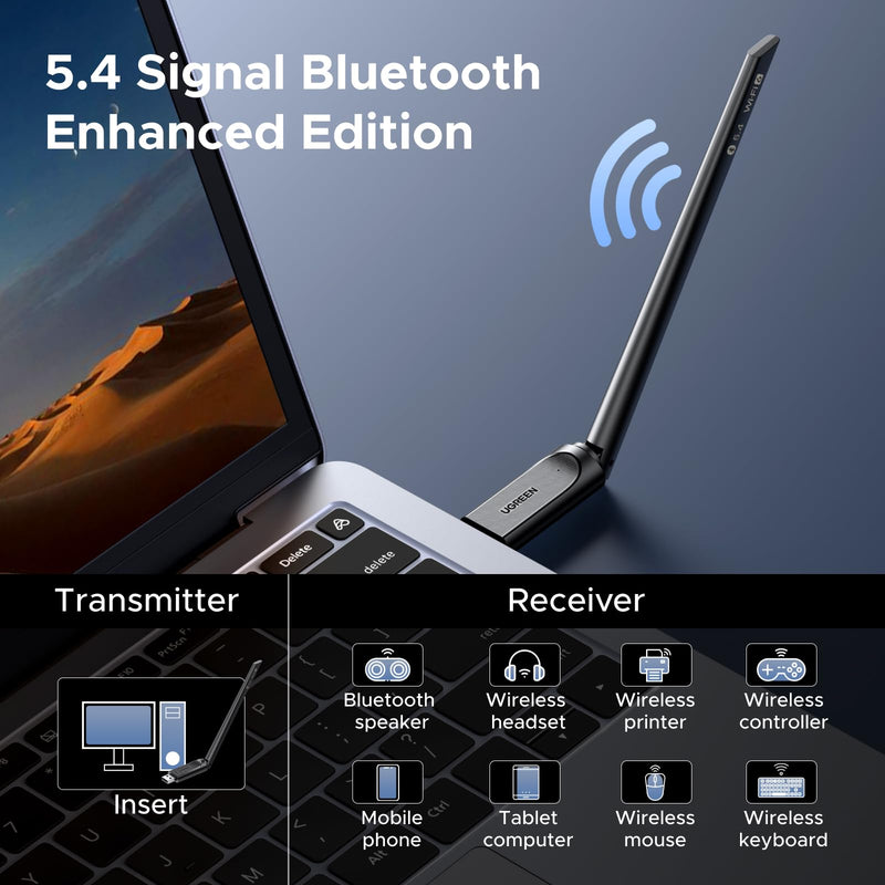 [AUSTRALIA] - UGREEN 2-in-1 USB Bluetooth WiFi Adapter, AX900 + Bluetooth 5.4 WiFi 6 Adapter for Desktop PC with 5GHz/2.4GHz Dual Band, 6dBi High Gain Antenna, Built-in Driver for Windows 10/11 