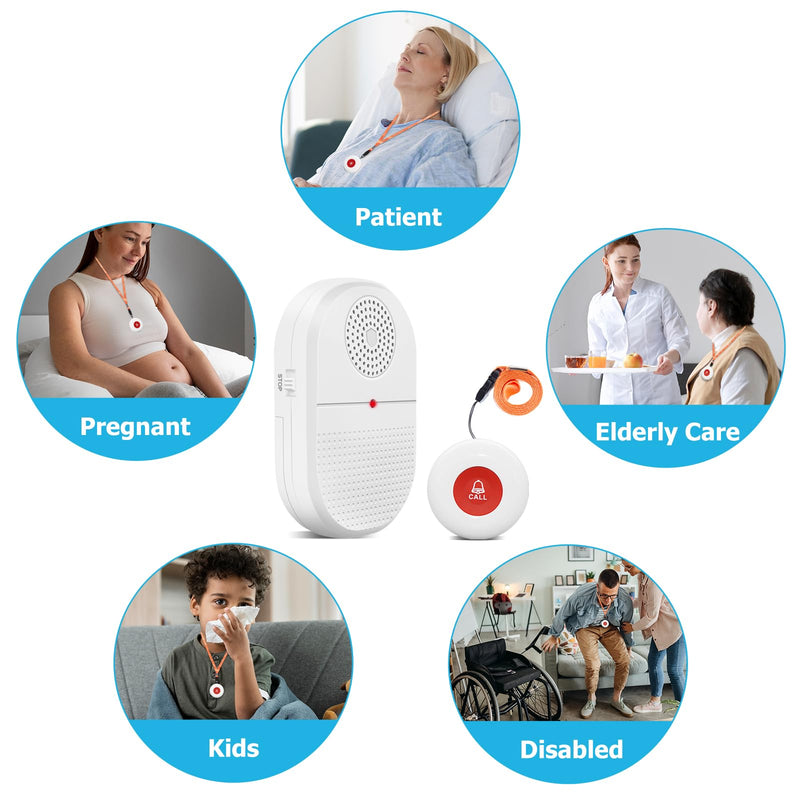 CallToU Caregiver Pager Call Button Elderly Wireless Call Button Vibration Pager Nurse Calling Alert System for Home Elderly Disabled Patient 1 Transmitters 1 Receiver 1 receiver + 1 call button